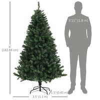 6ft Artificial Christmas Trees with Auto Open and Steel Base, Green