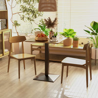 28" Square Dining Table, Modern Dining Room Table with Steel Base, Space Saving Small Kitchen Table, Dark Brown