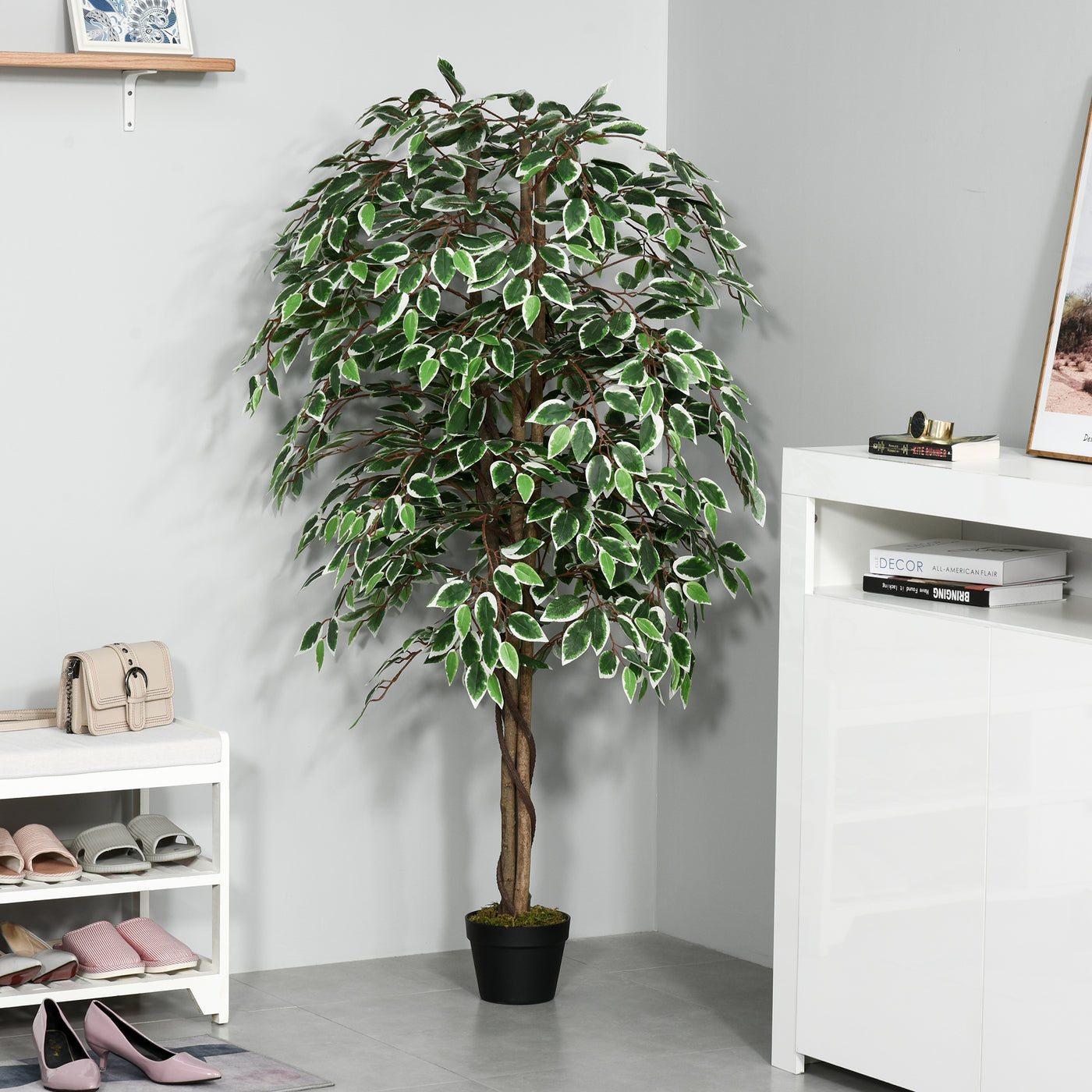 5.3ft Artificial Tree, Indoor Fake Ficus with Pot, for Home Office Living Room Decor