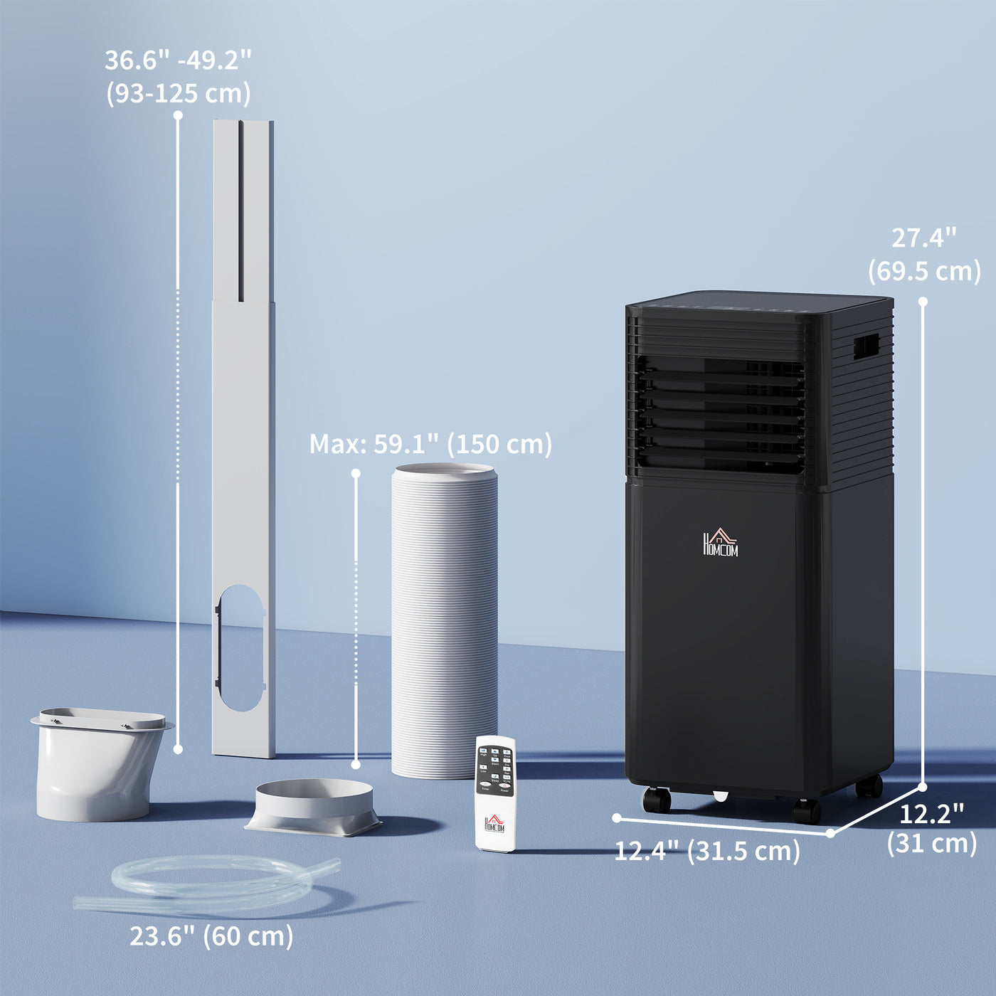 10000 BTU Portable Air Conditioner with Fan & Dehumidifier Mode, Quiet AC Unit with Remote Control, 24-Hour Timer, Black