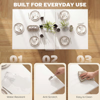 Extendable Dining Table, Collapsible Folding Table w/ 2-tier Shelves and Rolling Casters, White