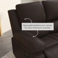 Reclining Loveseat Sofa with Pullback Control Footrest, Leather Manual Recliner for Living Room, Easy Cleaning & Assembly, Brown