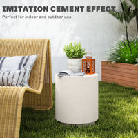 Terrazzo Finish Side Table, 17" Round End Table for Indoor and Outdoor, Cream White