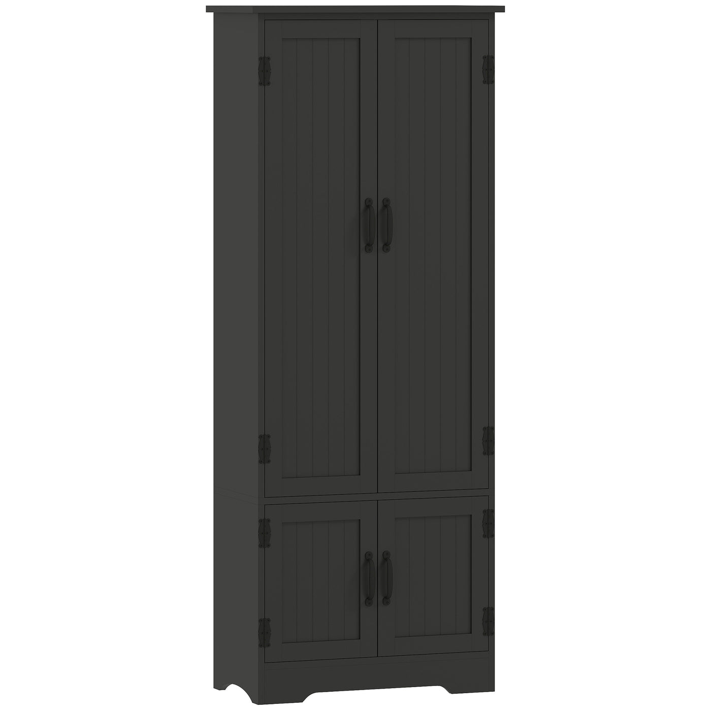 60" 4-Door Storage Cabinet Multi-Storey Large Space Pantry with Adjustable Shelves Black