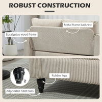 Vintage Loveseat, Upholstered Love Seat Furniture, Fabric 2 Seater Sofa with Rolled Arms, Rubber Wood Legs, Beige