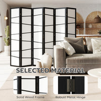 66.9" Folding Room Divider, 6 Panel Wall Partition with Wood Frame for Bedroom, Home Office, White