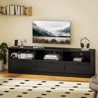 TV Stand with Storage, Modern Entertainment Center with 3 Cabinets and 3 Open Shelves, for TVs up to 85", Black