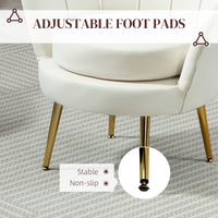 Modern Accent Chair, Velvet-Touch Fabric Leisure Club Chair with Gold Metal Legs for Bedroom, Cream White