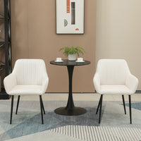 Dining Chairs Set of 2, Upholstered Linen Fabric Accent Chairs with Metal Legs, Beige