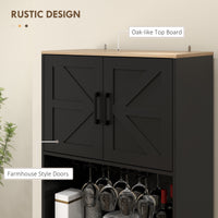 Farmhouse Kitchen Pantry, 68" Freestanding Hutch Storage Cabinet with Microwave Oven Countertop, Black