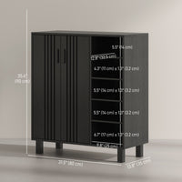 Shoe Storage with Double Doors and Open Shelves 17 Pair Shoe Storage Organizer for Entryway Hallway Black