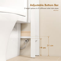 Over The Toilet Storage, Bathroom Cabinet Over Toilet with Open Shelf and Adjustable Bottom Bar, White