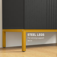 Shoe Storage Cabinet with Adjustable Shelves and Soft-Close Hinges, for 15-20 Pairs of Shoes, Black