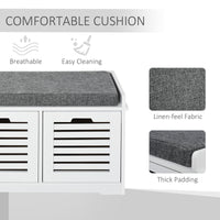 Upholstered Shoe Cabinet Storage Bench with Padded Cushion, with 3 drawer Enough Storage Space Bench Stool for Living Room Entryway Furniture, White