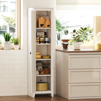 67" Farmhouse Kitchen Pantry Storage Cabinet with Barn Door, Kitchen Pantry Cabinet with Adjustable Shelves, White