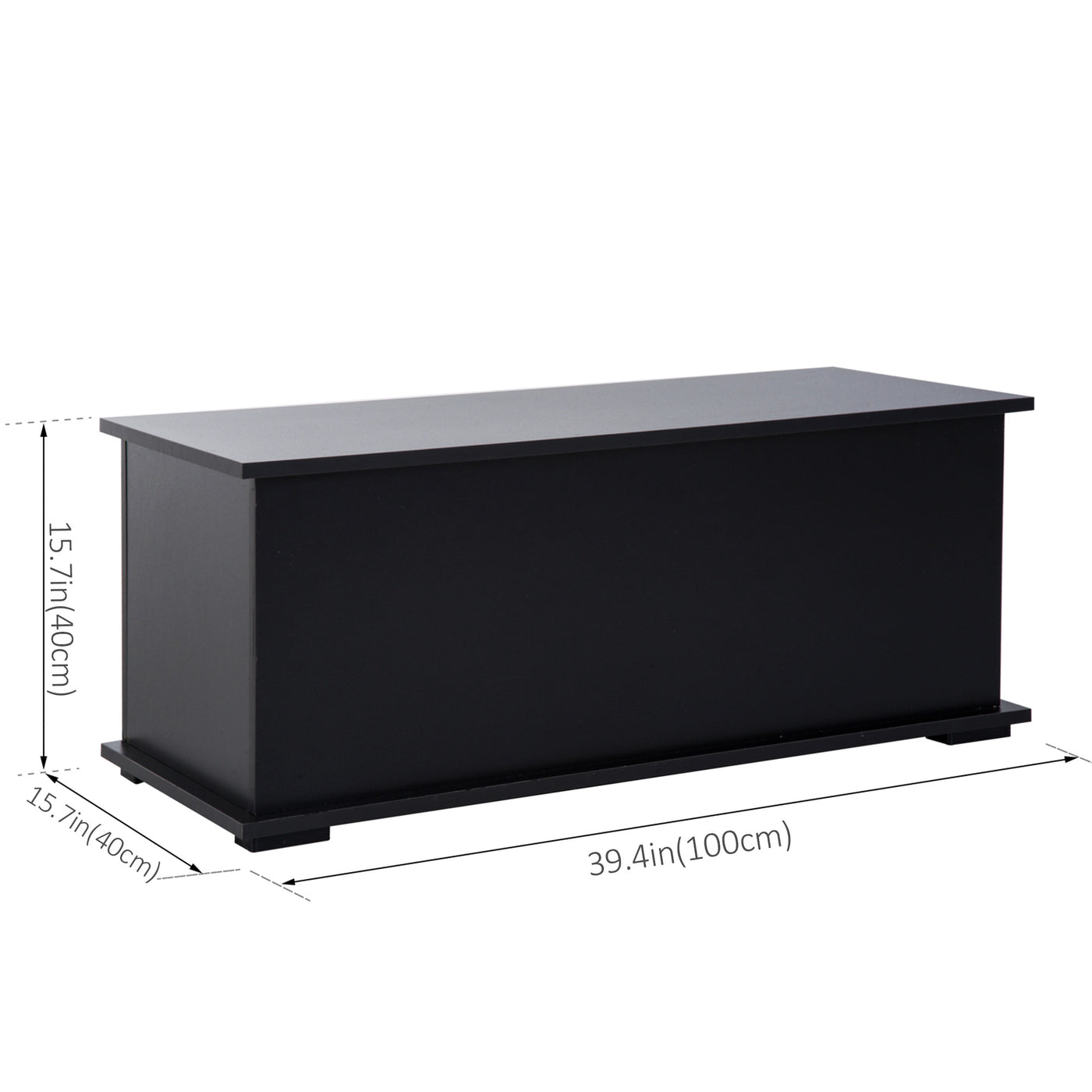 39.5" Storage Chest with 2 Safety Hinges, Storage Box Organizer with Flip-Top Lid, Entryway Storage Bench, Black