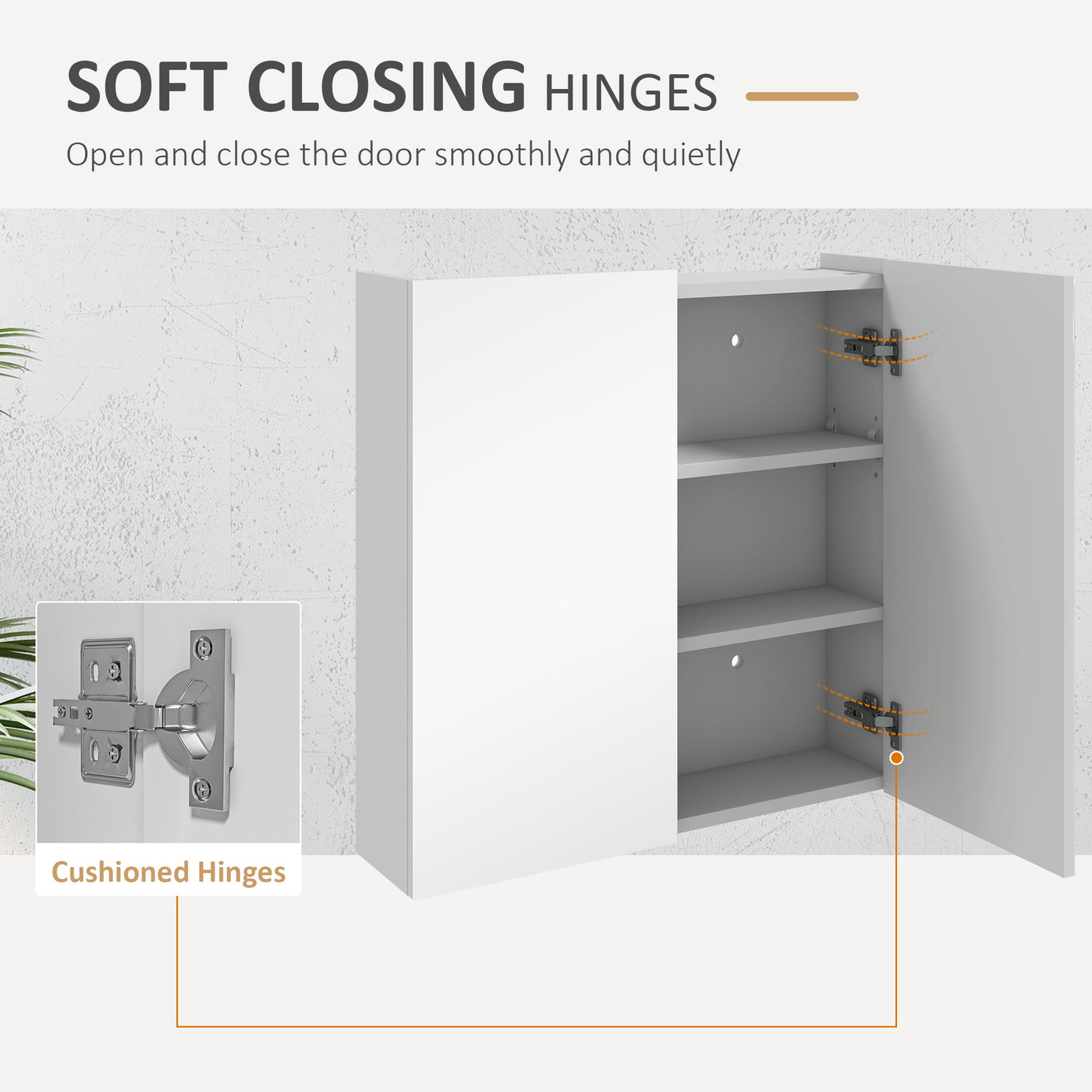 24" x 24" Medicine Cabinet, Wall Mounted Bathroom Mirror Cabinet with Mirrored Doors, Adjustable Shelves and Soft Close Mechanism, High Gloss White