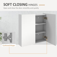 24" x 24" Medicine Cabinet, Wall Mounted Bathroom Mirror Cabinet with Mirrored Doors, Adjustable Shelves and Soft Close Mechanism, High Gloss White