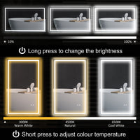 39" x 24" Bathroom Mirror with LED Lights, Wall Mounted Vanity Mirror with Anti-Fog Pad and Touch Button, Clear