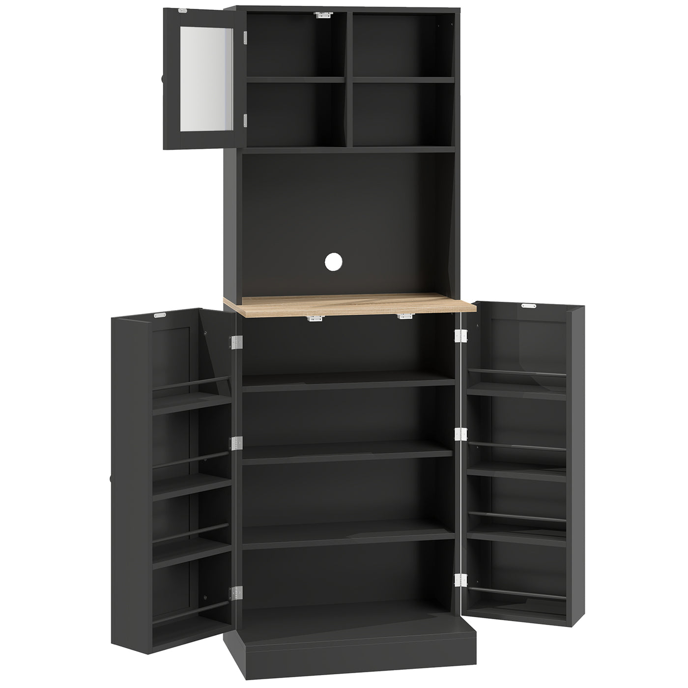 66.5" Tall Kitchen Pantry Cabinet, Kitchen Hutch, Microwave Cabinet with Adjustable Shelves for Dining Room, Black