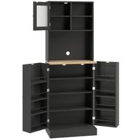 66.5" Tall Kitchen Pantry Cabinet, Kitchen Hutch, Microwave Cabinet with Adjustable Shelves for Dining Room, Black