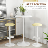 High Top Bar Table, Modern Round Dining Table with Painted Top and Steel Base, Bistro Table for 2 People, White
