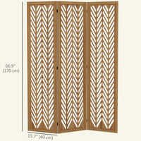 3 Panel Room Divider, 5.6ft Tall Wood Folding Privacy Screens, Freestanding Partition Wall Dividers, Light Brown