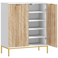 Shoe Storage Cabinet for 15 Pairs, Freestanding Shoe Cabinet with Doors and Adjustable Shelves for Hallway, White