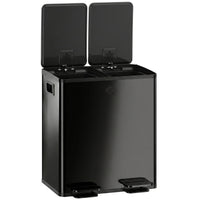 Garbage Bin, Soft-Close Trash Can with Foot Pedal, 2x5 Gal (2x20 L) Garbage Can with Removable Inner Buckets, Black