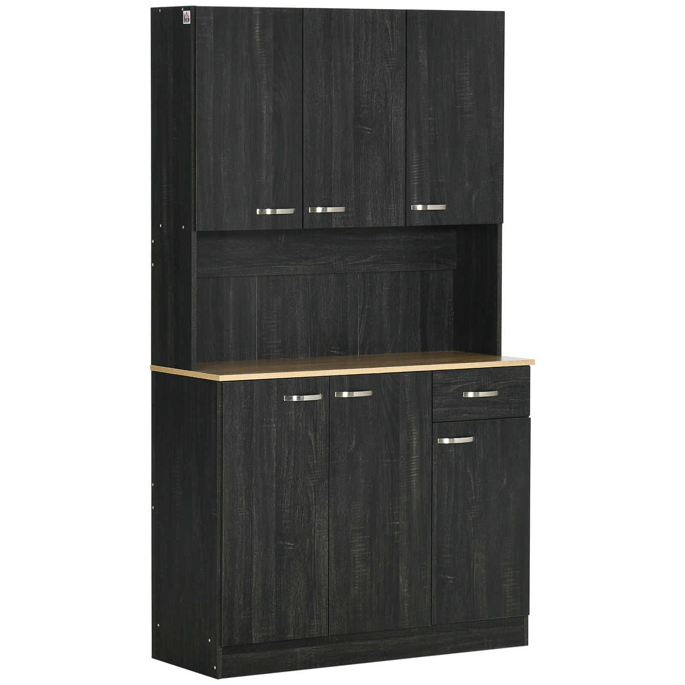 71" Kitchen Buffet with Hutch, Freestanding Kitchen Cabinet with Doors, Drawers, Microwave Counter, Black