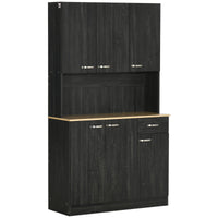 71" Kitchen Buffet with Hutch, Freestanding Kitchen Cabinet with Doors, Drawers, Microwave Counter, Black