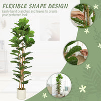 6FT Artificial Fiddle Leaf Fig Tree, Fake Potted Tree with Solid Wood Trunks and Lifelike Leaves for Indoor Decor, Green