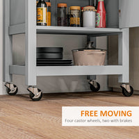 Kitchen Cart on Wheels, Rolling Kitchen Island Cart with Wood Top, Towel Rack, Drawer and Shelf for Dining Area, Grey