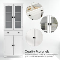 63" 4-Door Kitchen Pantry Cabinet, Freestanding Storage Cabinet Cupboard with Adjustable Shelves, White