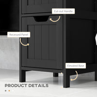 Narrow Bathroom Cabinet with 3 Drawers and 2 Tier Shelf, Tall Cupboard Freestanding Linen Tower, Black