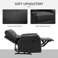 Recliner Chair, Manual Reclining Chair with Footrest, Padded Seat for Living Room, Bedroom, Study, Dark Grey