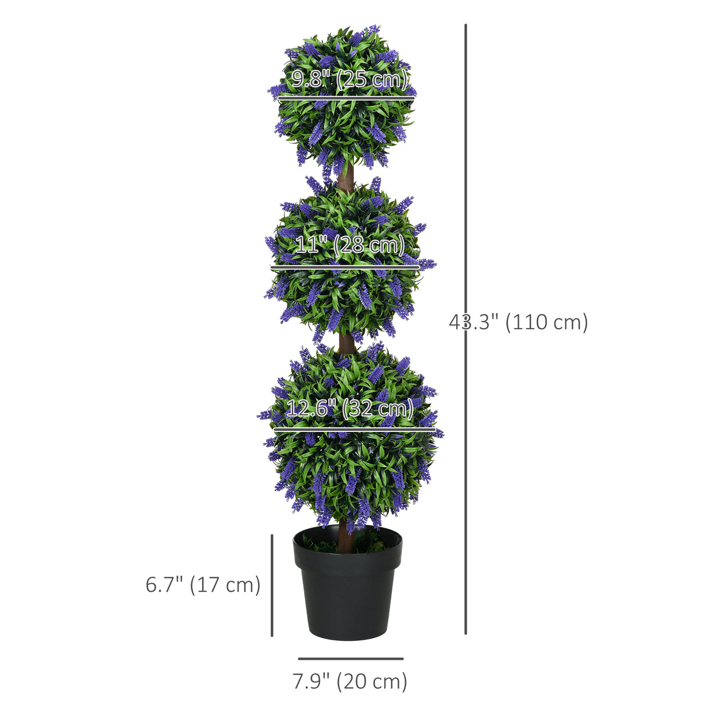 3.5ft Set of 2 Artificial Plants, Lavender Flowers Ball Trees with Pot, for Home Indoor Outdoor Decor