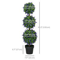 3.5ft Set of 2 Artificial Plants, Lavender Flowers Ball Trees with Pot, for Home Indoor Outdoor Decor