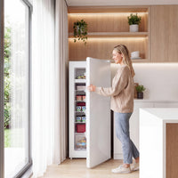 7.0 Cu.Ft Upright Freezer, Compact Stand Up Freezer with 6 Adjustable Shelves, Reversible Door for Home Office, White