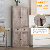 Long Standing Kitchen Cabinet w/ 2 Drawers MDF Board, Wood Grain