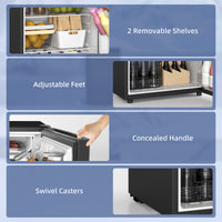 4.5 Cu Ft Mini Fridge with Freezer, Wheels, Single Door Refrigerator, Adjustable Thermostat, Reversible Door, Black
