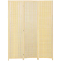 Woven Bamboo Room Divider, 3 Panel Folding Indoor Privacy Screens for Home Office, Natural Wood