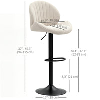 Bar Stools Set of 2, Swivel Barstools with Back, Adjustable Height and Footrest for Kitchen Island, Dining Room, Beige