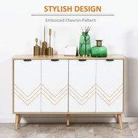 Modern Sideboard and Buffet, Dining Room Cabinet with Adjustable Shelves and 4 Doors, Natural
