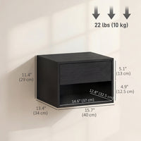 Floating Nightstand Set of 2, Wall Mounted Bedside Table with Drawer for Bedroom Black