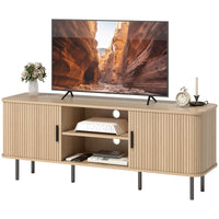 TV Stand Cabinet for TVs up to 65 Inches, TV Unit with Storage Shelves and Cabinets for Living Room, Oak Tone