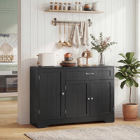 44" Modern Kitchen Storage Cabinet with Drawer, Adjustable Shelves, Small Kitchen Pantry with Door Racks, Black