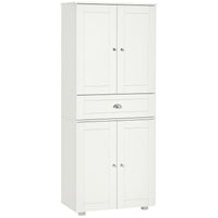 72" Kitchen Pantry Cabinet, Modern Kitchen Pantry Storage Cabinet with 4 Doors and 3 Adjustable Shelves, White