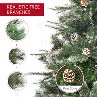 HOMCM 6FT Artificial Christmas Snow Pine Tree Holiday Home Xmas Decoration with Automatic Open, Pinecone, Green
