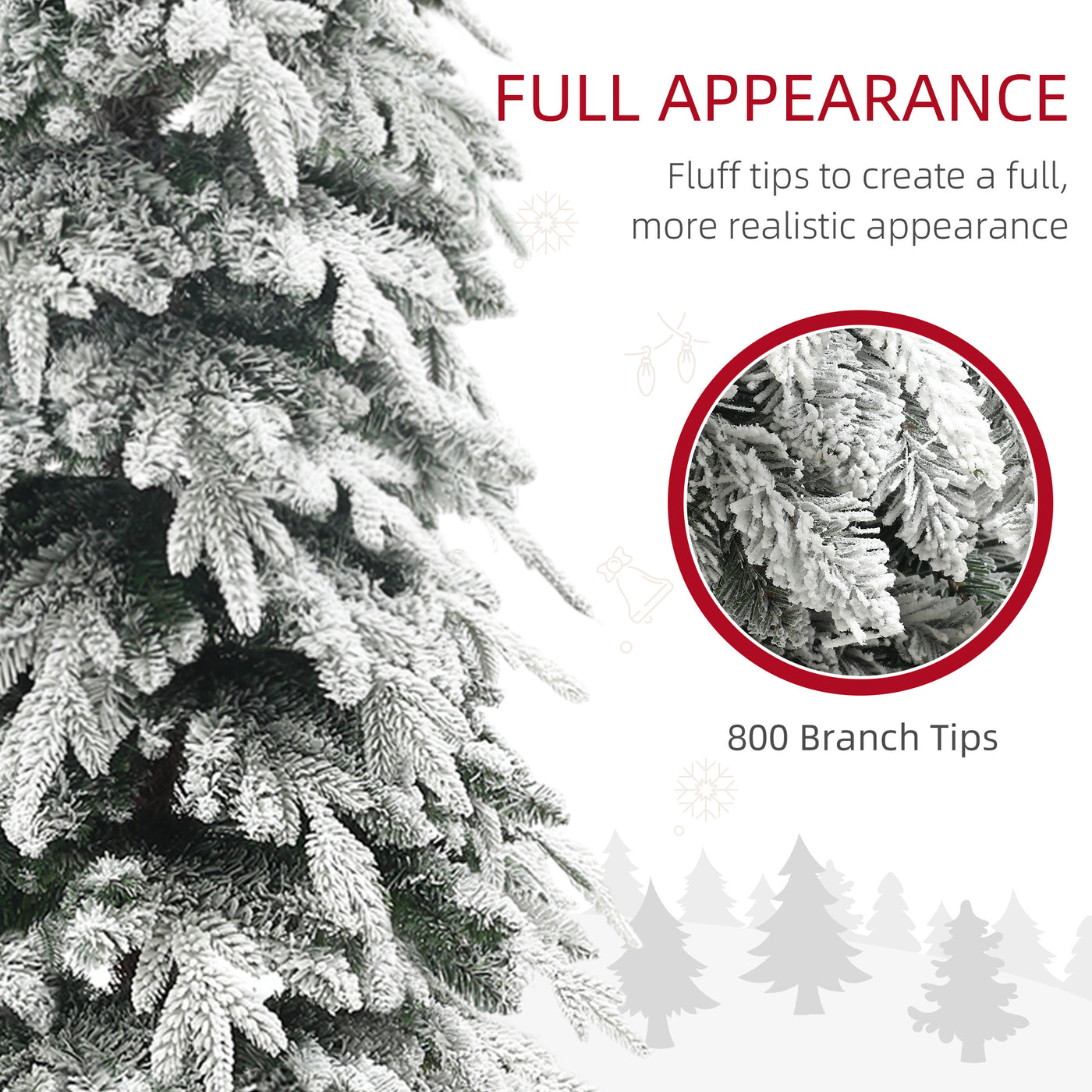 7ft Pencil Flocked Artificial Christmas Tree with 800 Branch Tips, Auto Open and Steel Base, Green